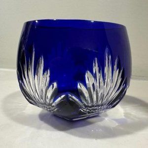 Blue Crystal Candle Holder Vintage Handcut Royal Limited Home Decor from Germany